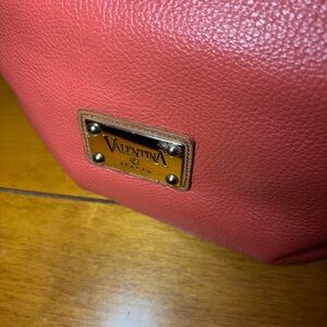 Valentina Italia Orange Pebble Leather Shoulder Bag